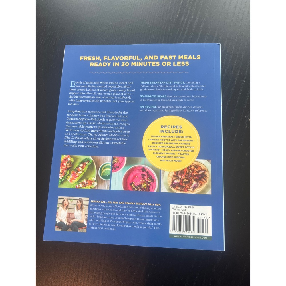 The 30-Minute Mediterranean Diet Cookbook 101 Recipes Serena Ball Softcover - Picture 2 of 3